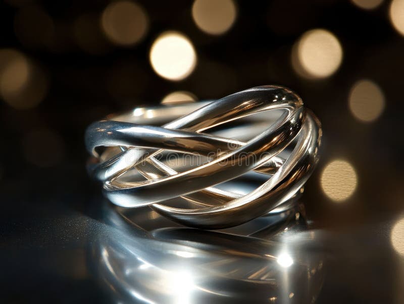 Design moderno ad anello d'argento lucidato illustrazione di stock