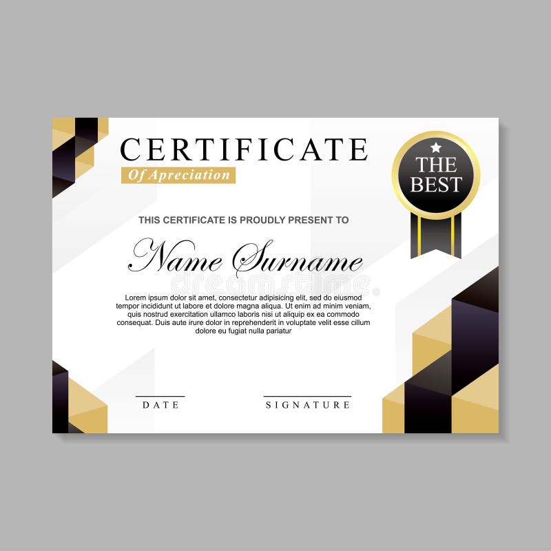 Design moderno do modelo de certificado com cor dourada, branca e preta ilustração royalty free Design moderno do modelo de certificado com cor dourada, branca e preta ilustração royalty free