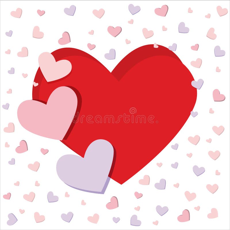 Design from Multicolored Hearts. Template for Greeting Card, Sticker