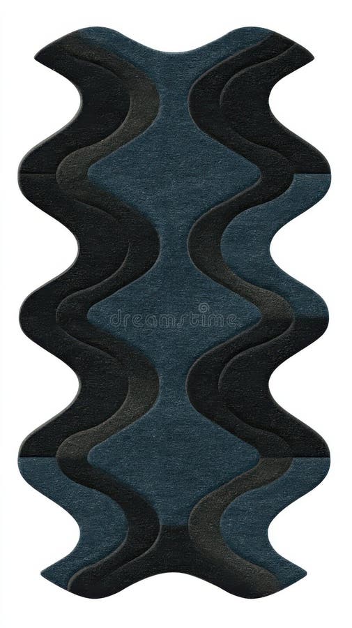 Design ondulat abstract cu straturi texturate albastru și negru pe fundal alb stock photo