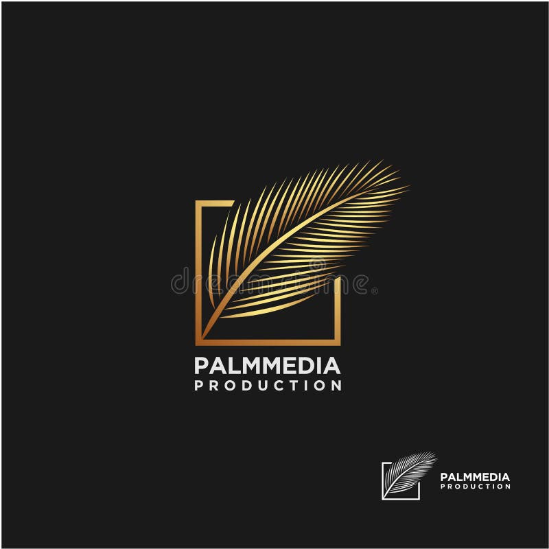Design pentru emblema „Golden Palm Leaf” de lux stock illustration
