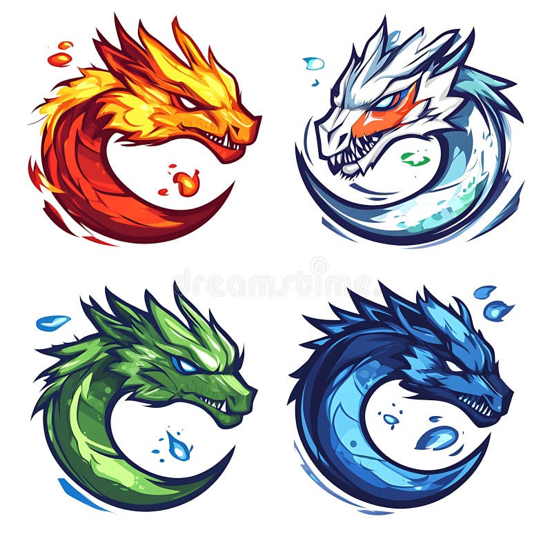 Design Pentru Logo-ul Mascote Aer Pământ Apă De Foc vector illustration