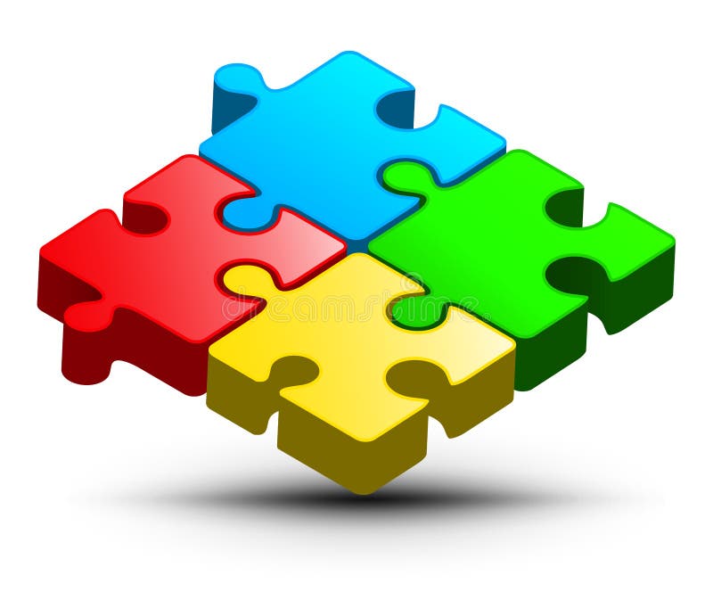 Design pentru sigla puzzle. fierăstrău colorat vector stock illustration