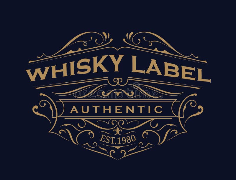 Design pentru siglă cu cadru de inscripționare Whisky Label stock illustration