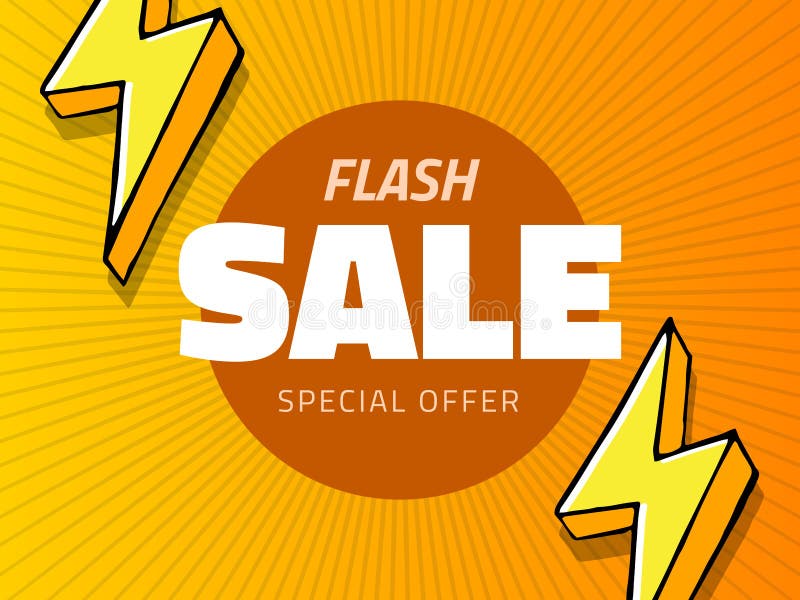 Design pentru vânzarea flash vectorială cu fundal galben cu ilustrație vectorială cu trăsnet pentru proiectarea întreprinderii vector illustration