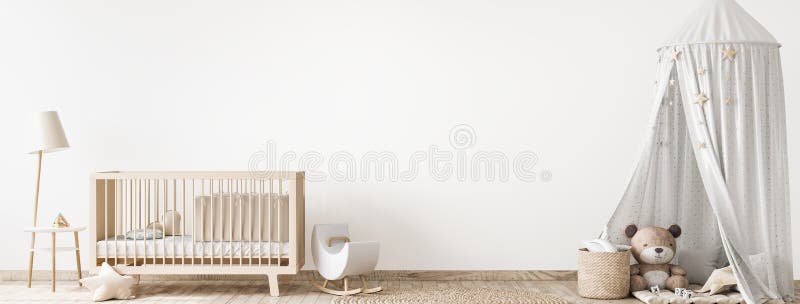 Design per bambini in camera con mobili naturali di legno unisex, panorama