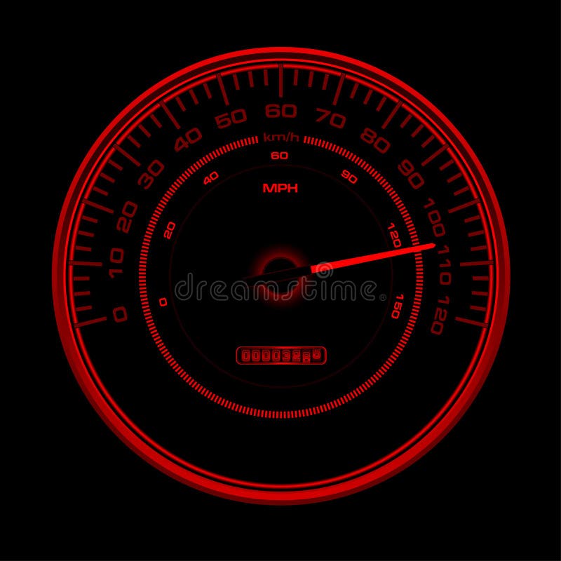 Design of red speedometer, Speedo, clock with inde