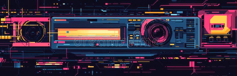 Design retro-digital : Grafică distractivă și jucăușă pixelată cu efecte strălucitoare și simboluri nostalgice ale trecutului perf vector illustration
