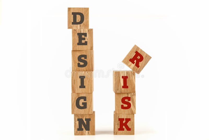 Design Risk word written on cube shape. stock photography