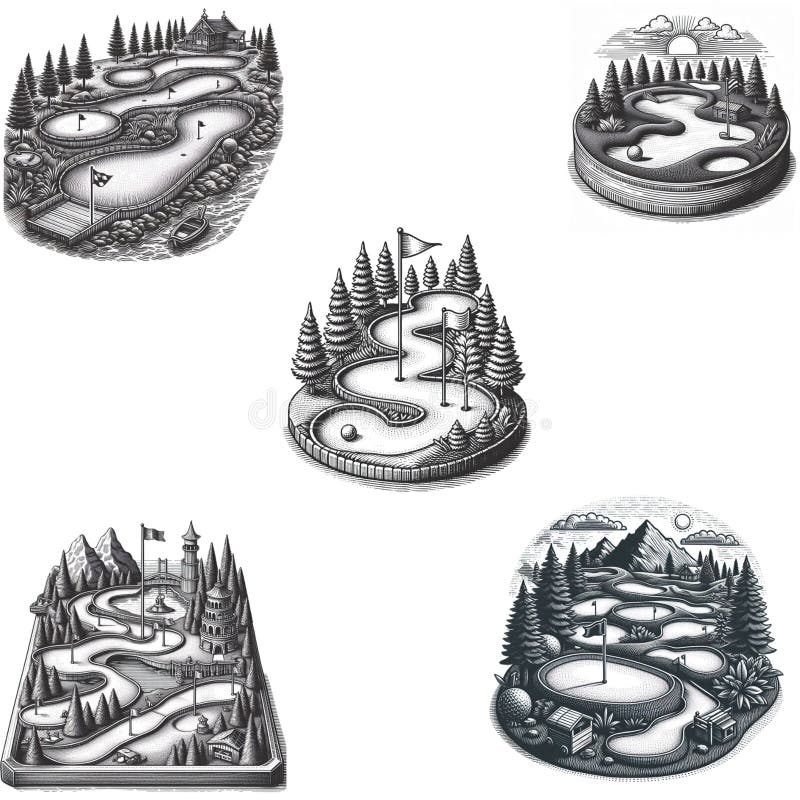 Golf field vector illustration