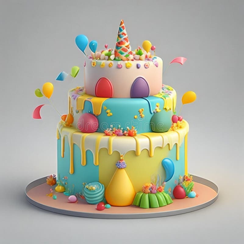 Festa Cake, 3D Cake Illustration, Birthday Cake, 3D Cake, Decorated Cake, Cake, Themed Cake