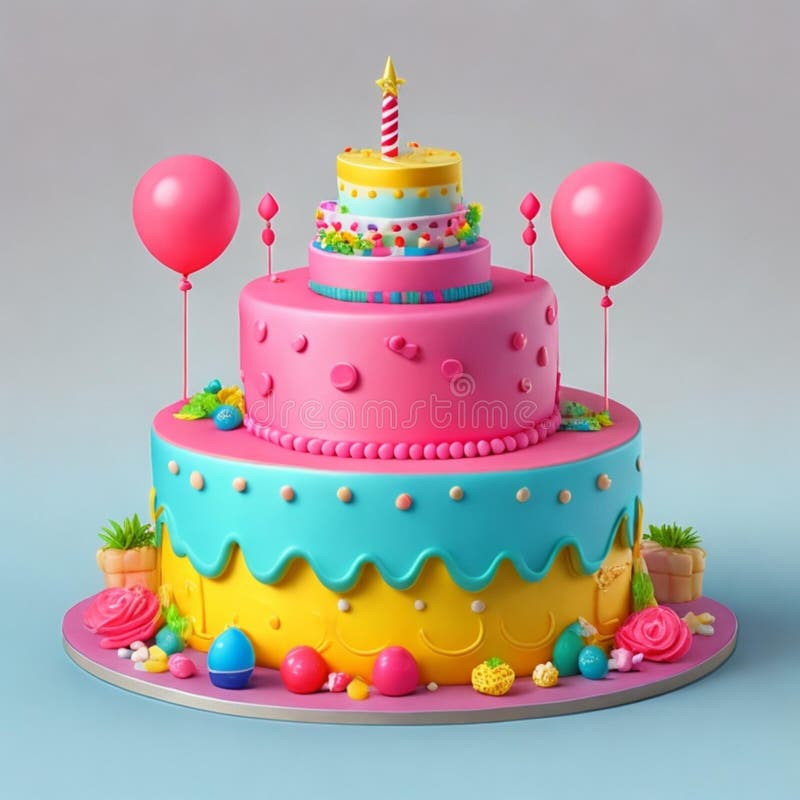 Festa Cake, 3D Cake Illustration, Birthday Cake, 3D Cake, Decorated Cake, Cake, Themed Cake