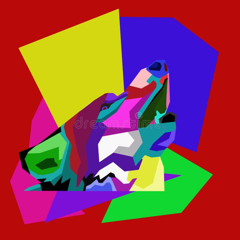 Design simples do conceito de lobo de ilustração wpap ou pop art ilustração royalty free