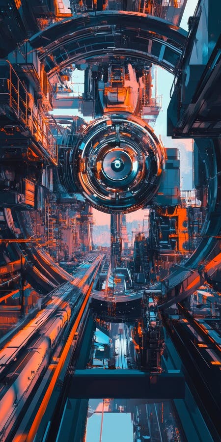 Design spațial abstract futuristic cu elemente circulare și tipare vector illustration