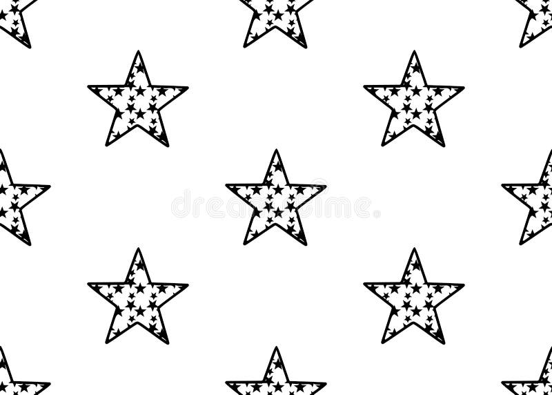 Black Stars. Seamless Texture. for Design. Stock Vector Illustration