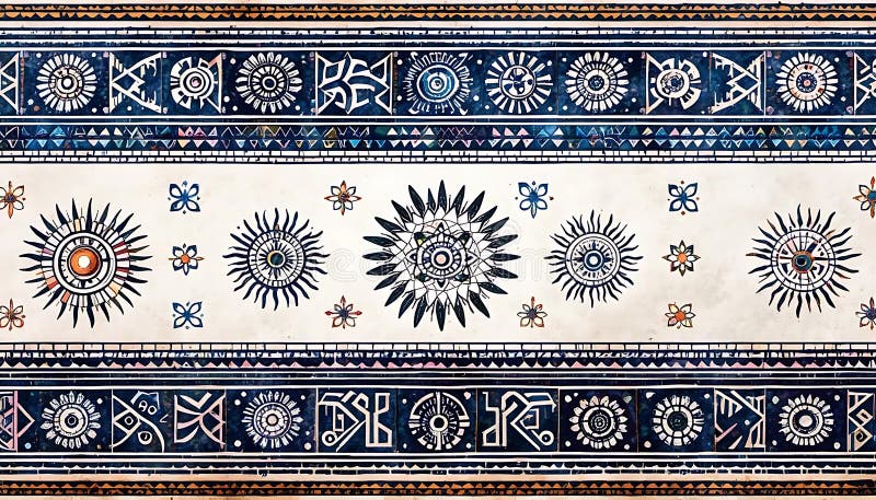 Design textil boem cu motive florale și modele geometrice stock illustration