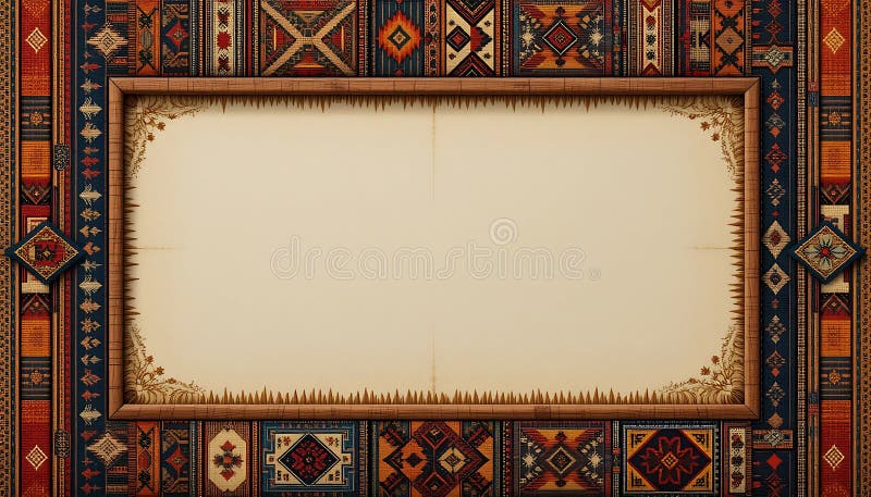 Design textil etnic cu cadru și spațiu central gol pentru text vector illustration