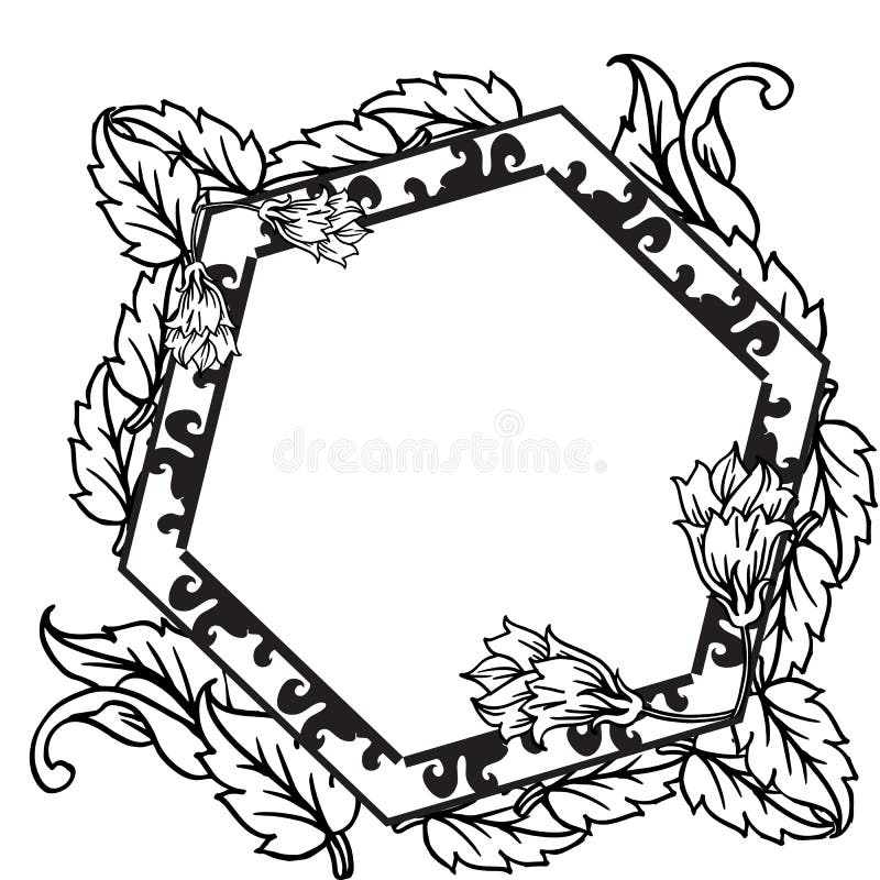 Design Unique, Drawing Flower Frame, for Template of Invitation Card