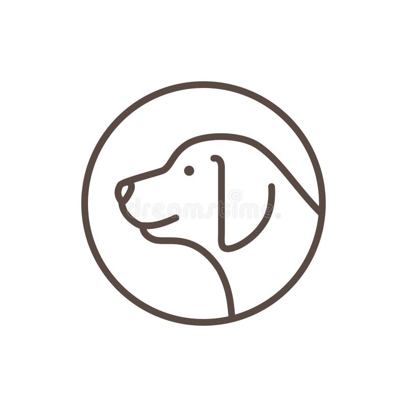 Design vector minimalist pentru logo, având un cerc de îngrijire a animalelor de companie, un câine și o căsuță pentru animale vector illustration