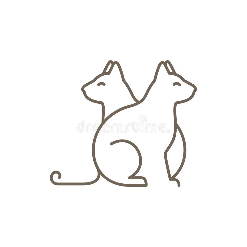 Design vectorial minimalist de logo pentru îngrijirea animalelor de companie, cu o pisică și o căsuță royalty free illustration