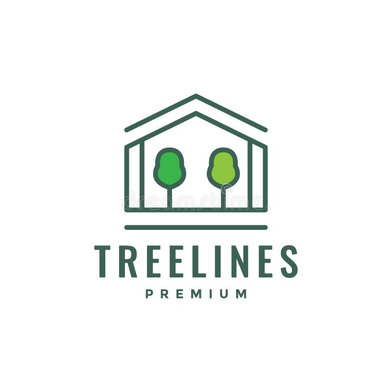 Design vectorial minimalist pentru logo-ul unei case în copac vector illustration