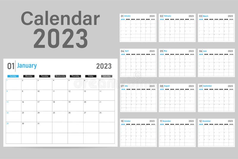 The Design of the Wall Calendar Template for 2023. Monthly Calendar