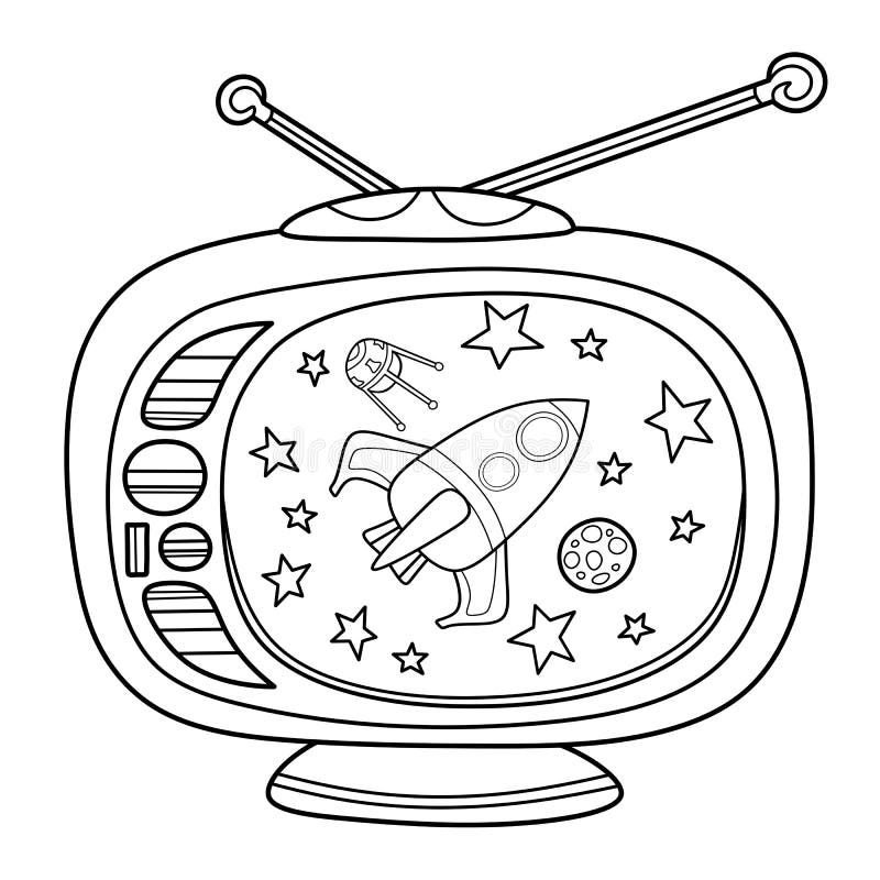 watching tv coloring page