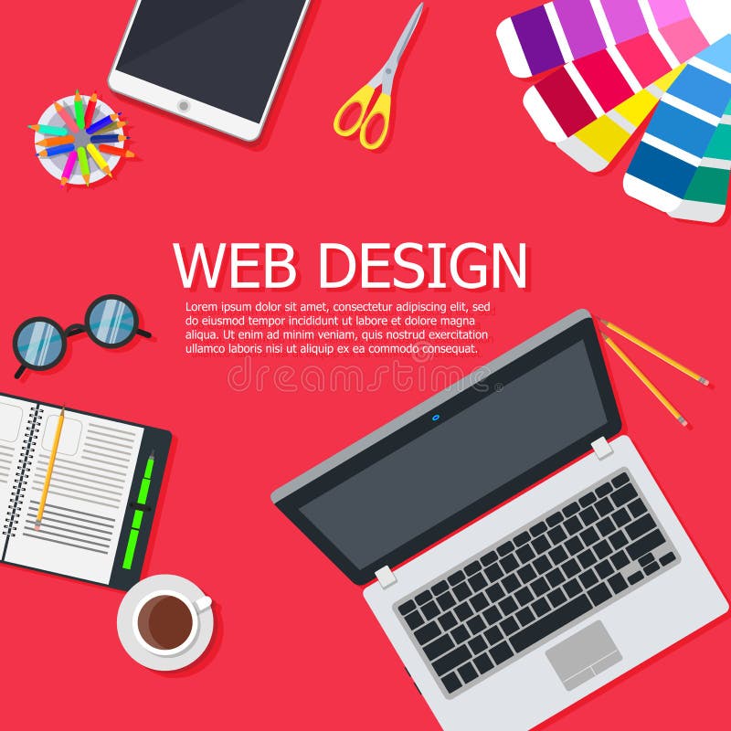 Design web interface website computer. Development responsive mobile, tablet, laptop UI screen. Digital technology site device vec vector illustration