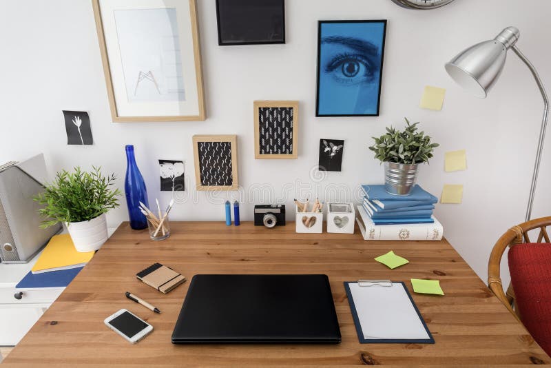 Designed modern workspace stock photography