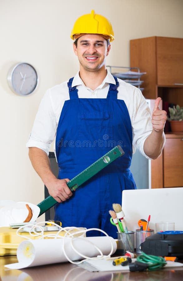Designer-constructor at work place stock photography Designer-constructor at work place stock photography