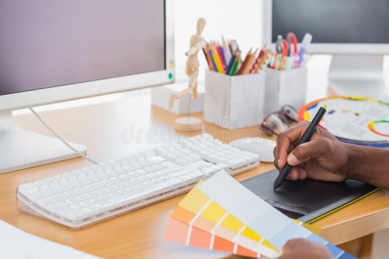 Designer using a graphics tablet royalty free stock images