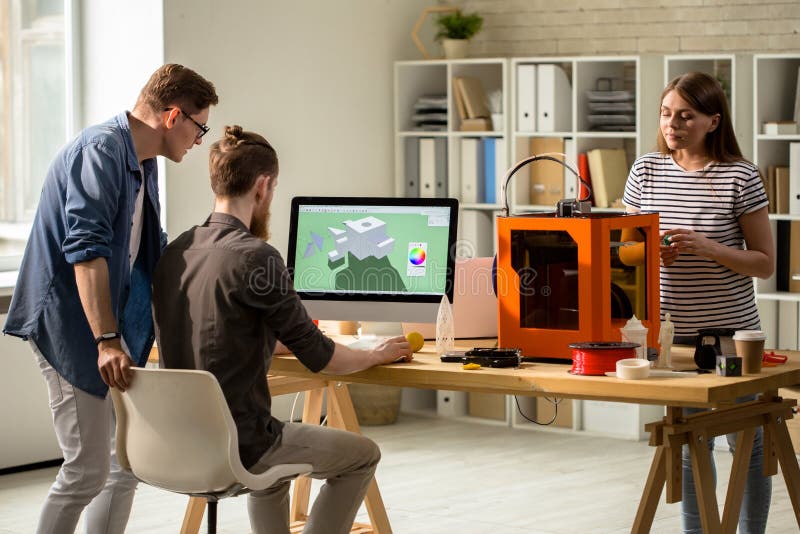 Designers Creating Digital 3D Model for Printing stock photos