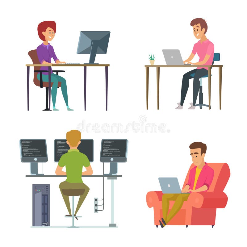 Designers and Programmers at Work Stock Vector - Illustration of person ...