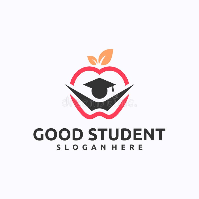 Designmall för äppelstudentlogotyp stock illustrationer