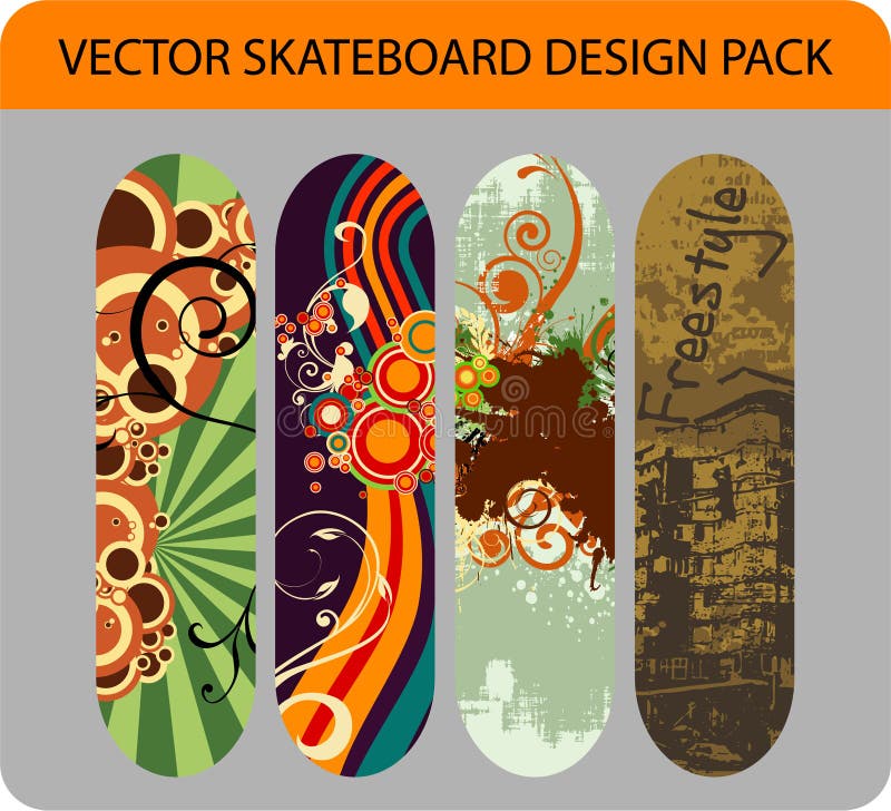 Designpackeskateboard vektor illustrationer