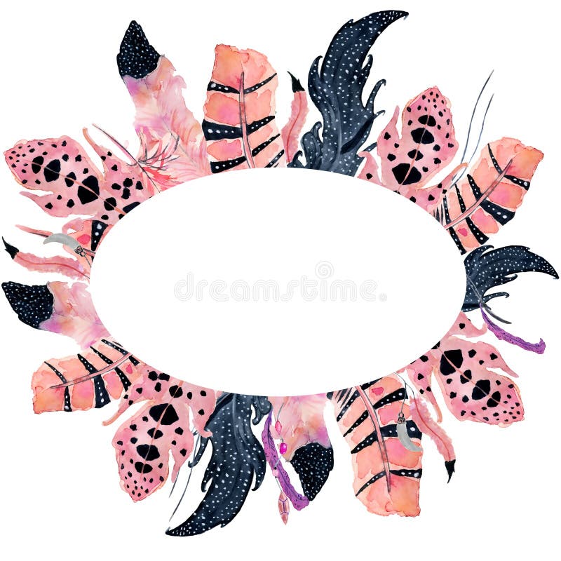 Designrundaram med flamingofjädrar royaltyfri illustrationer Designrundaram med flamingofjädrar royaltyfri illustrationer
