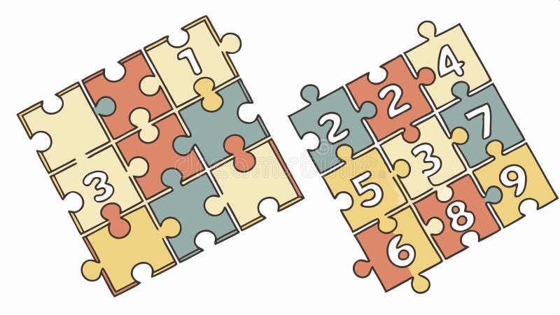 Designul pieselor de puzzle proiectează soluții de puzzle și design vectorial pentru elemente de joc Generativ AI royalty free illustration