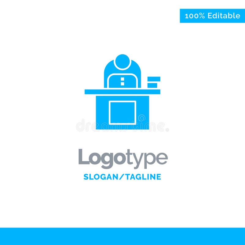 Desk, Business, Computer, Laptop, Person, Personal, User Blue Solid