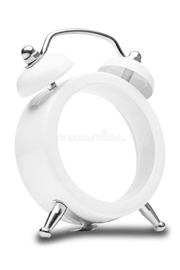 Desk Clock Classic Form of White Color on a White Background Stock