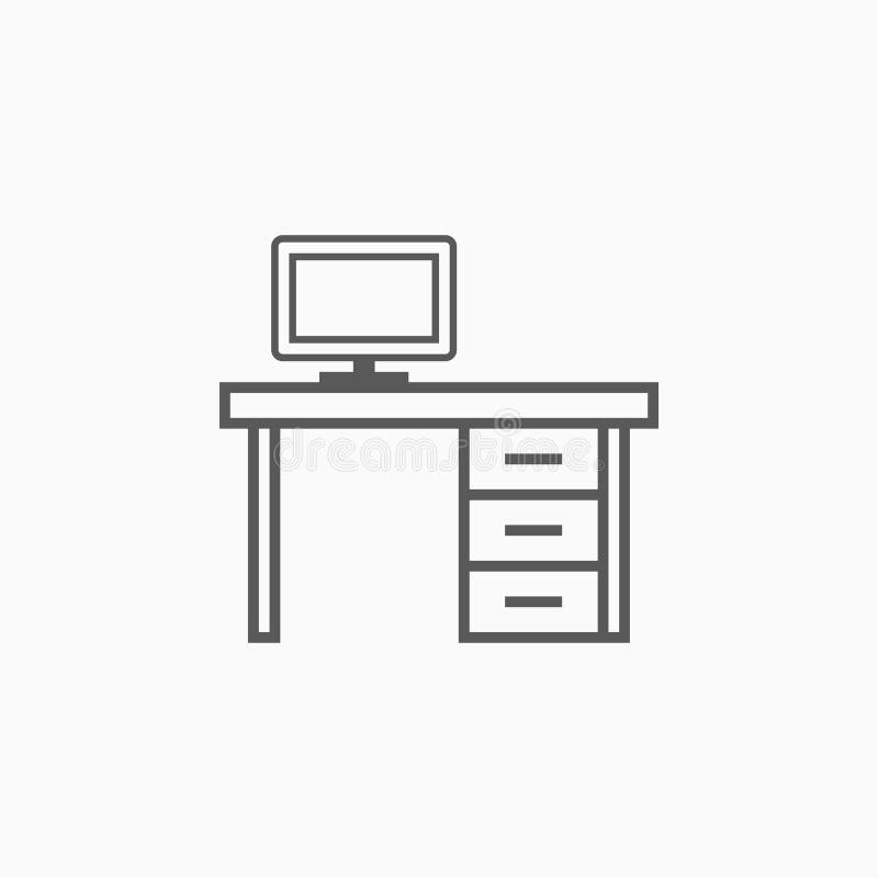 Desk Icon, Office Desk Vector, Furniture, Office Equipment Stock Vector Illustration of sign