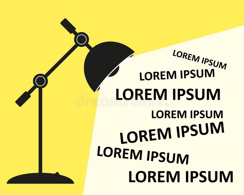Desk lamp office, with the included light. Silhouette of an electric lamp in the dark, with space for text. Flat vector design. vector illustration Desk lamp office, with the included light. Silhouette of an electric lamp in the dark, with space for text. Flat vector design. vector illustration