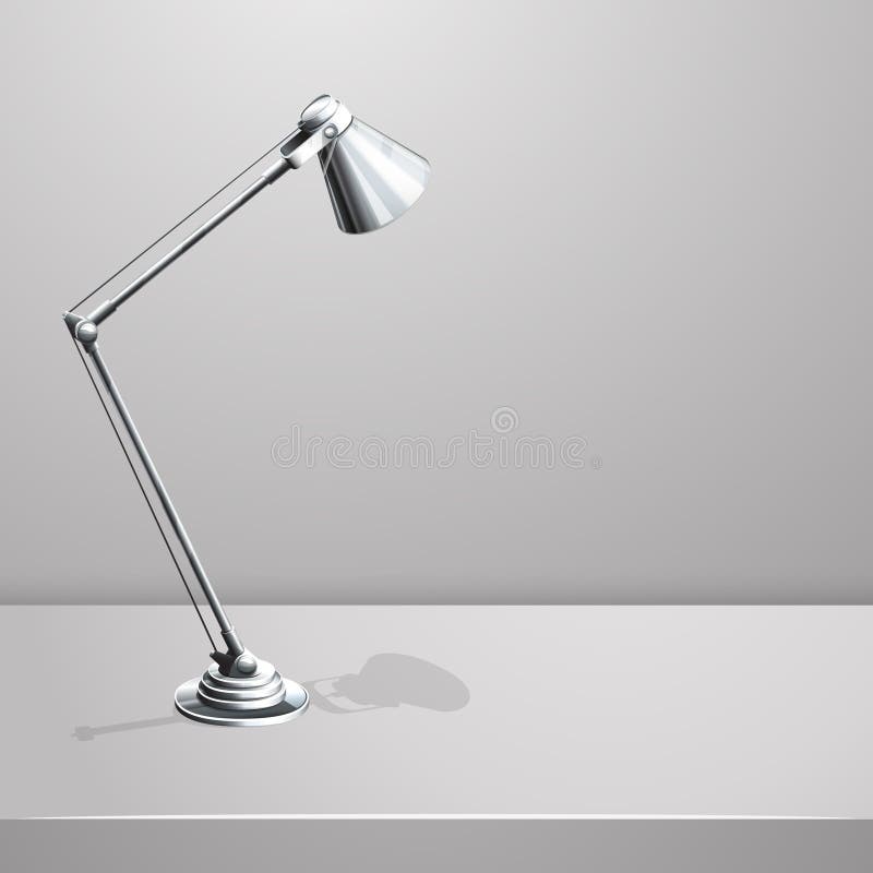 Desk lamp on table. White empty vector background