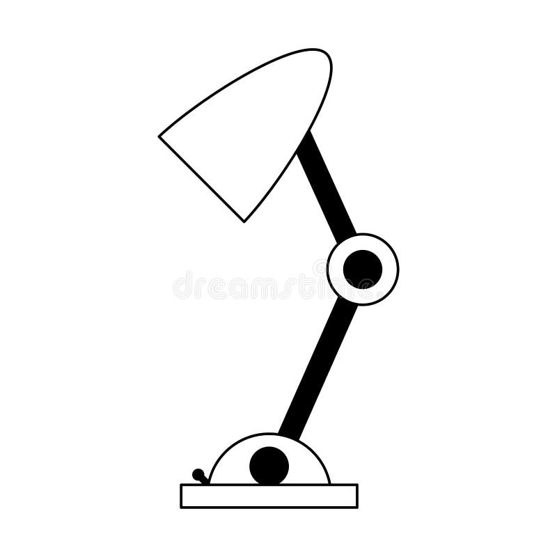 Desk Light Lamp in Black and White Stock Vector Illustration of black