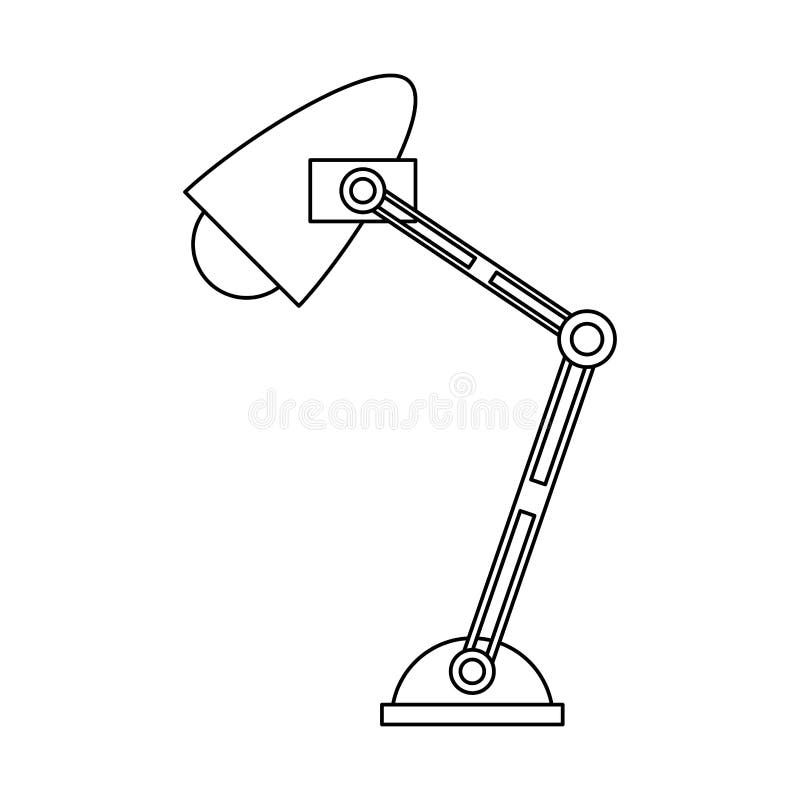Desk Light Lamp Black and White Stock Vector Illustration of
