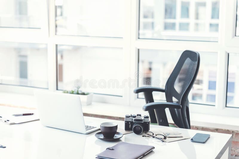 Desk of manager with personal things royalty free stock photography Desk of manager with personal things royalty free stock photography