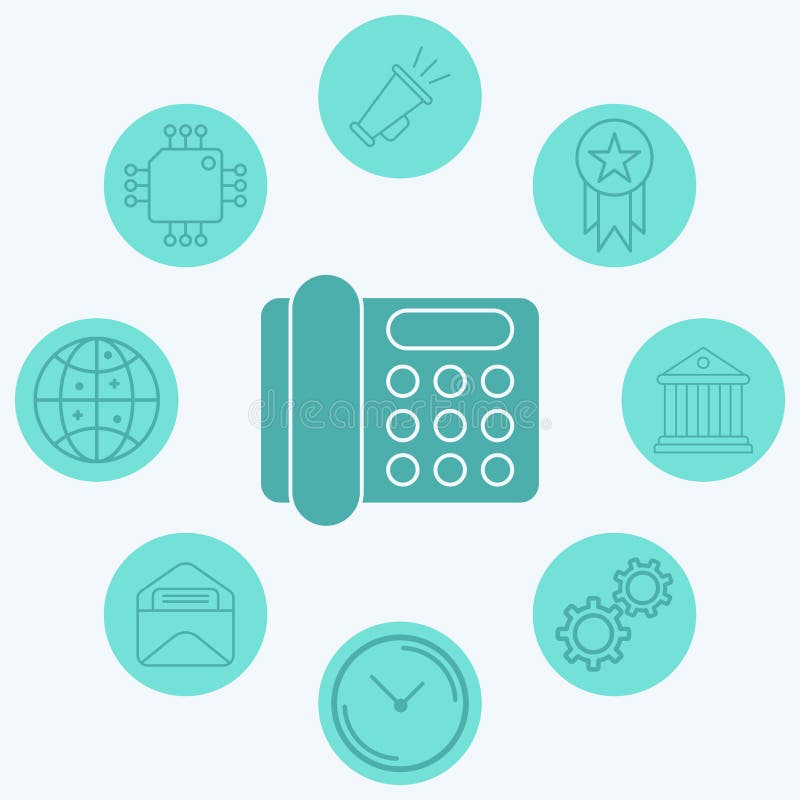 Desk phone vector icon sign symbol stock illustration