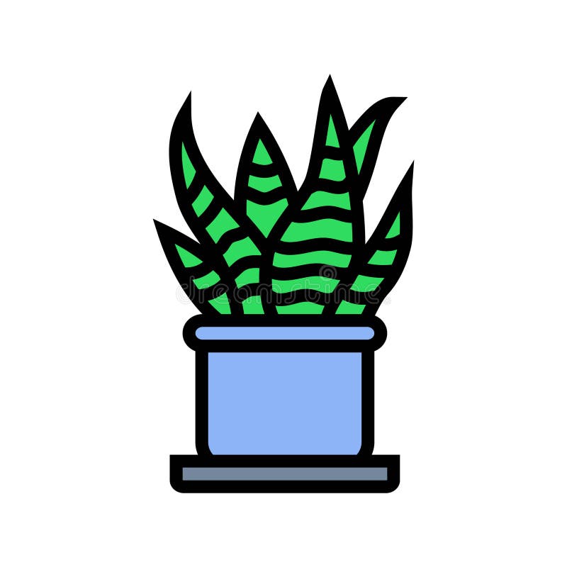 Desk plant hybrid work color icon vector illustration stock illustration