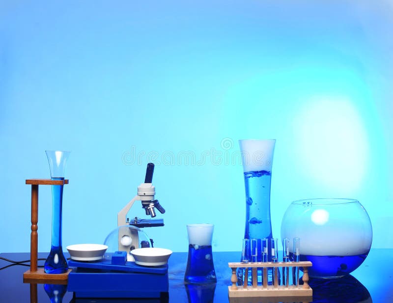Desk with Science Equipment in Use Stock Photo Image of glassware, medical 28793768