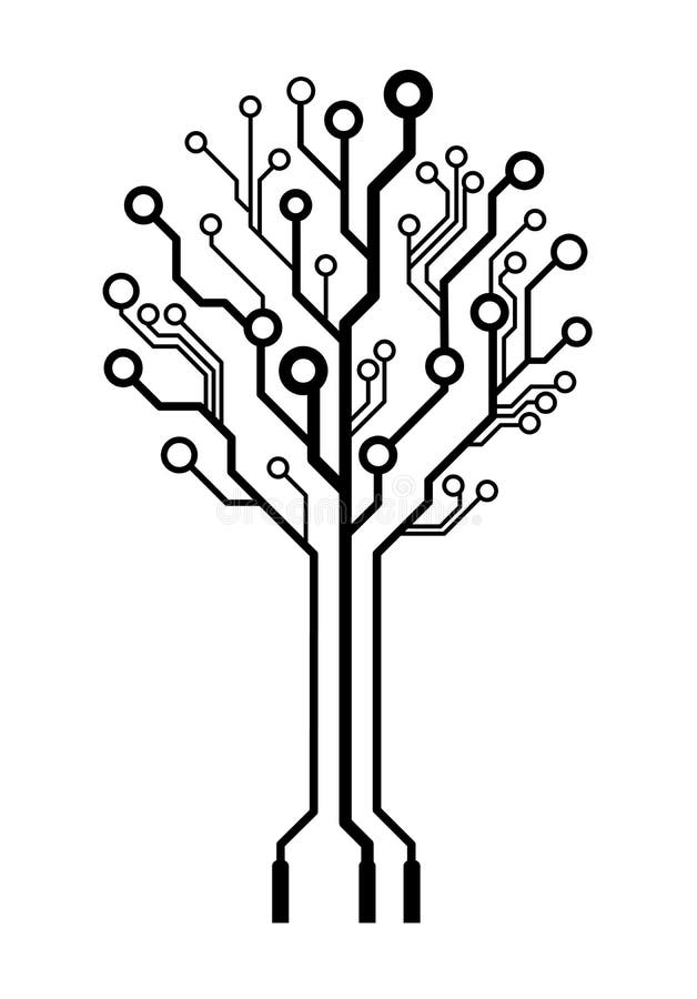 Deskowy obwodu loga drzewa wektor