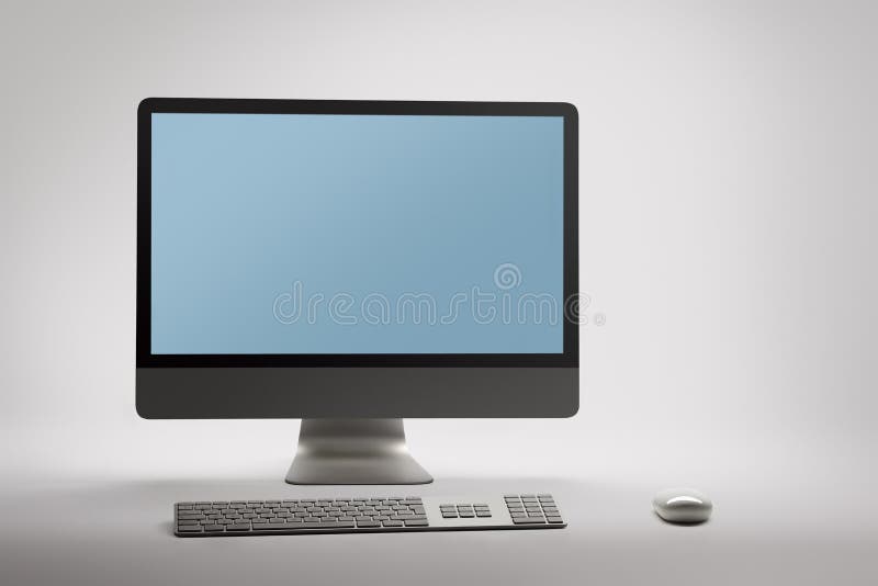 Desktop computer with empty blank screen
